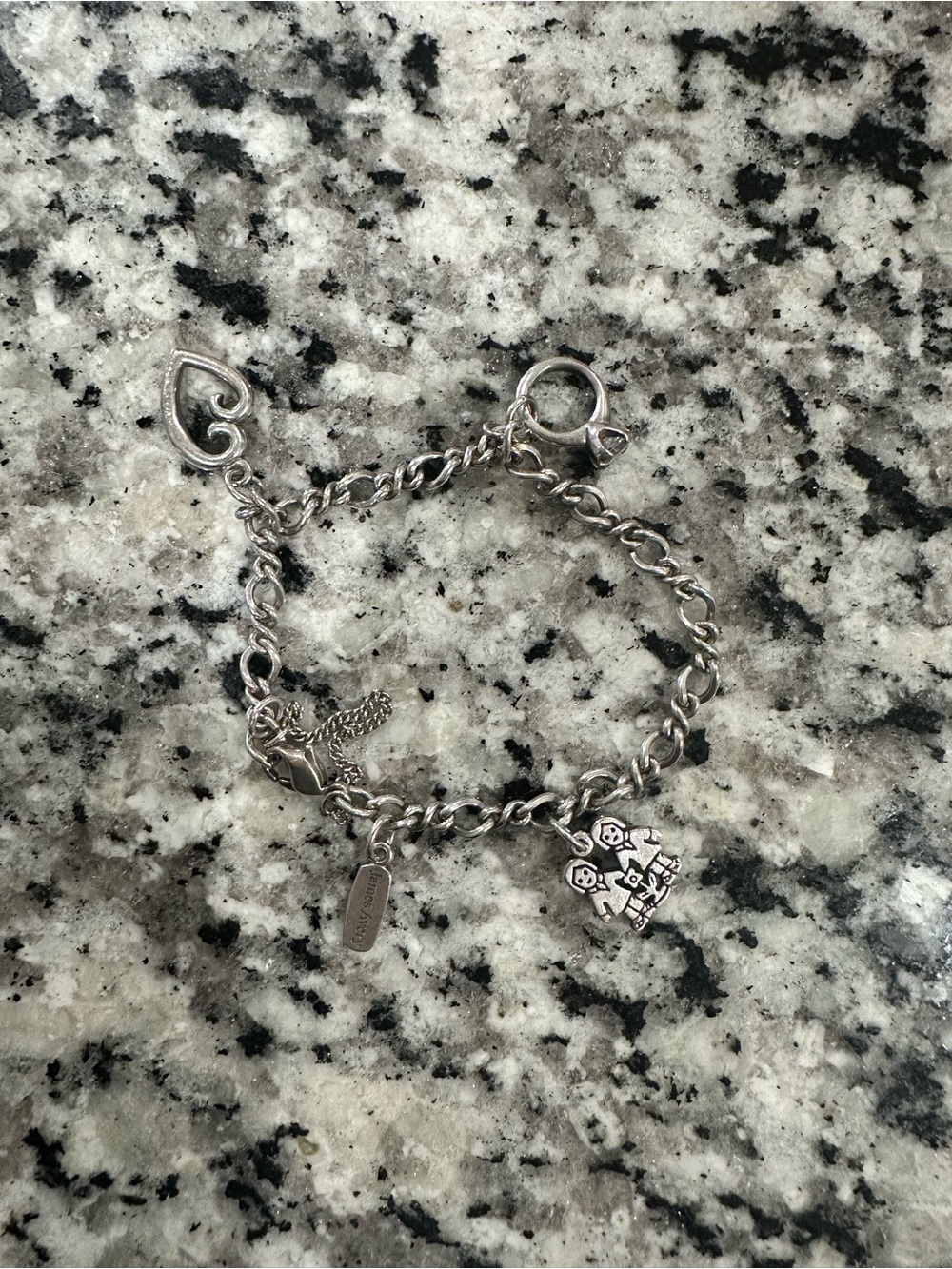 James Avery Sterling Silver Charm Bracelet with Heart and Figurine Charms